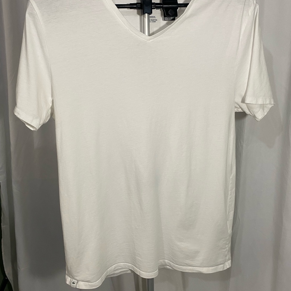 Lacoste White Short Sleeve V-Neck Tee